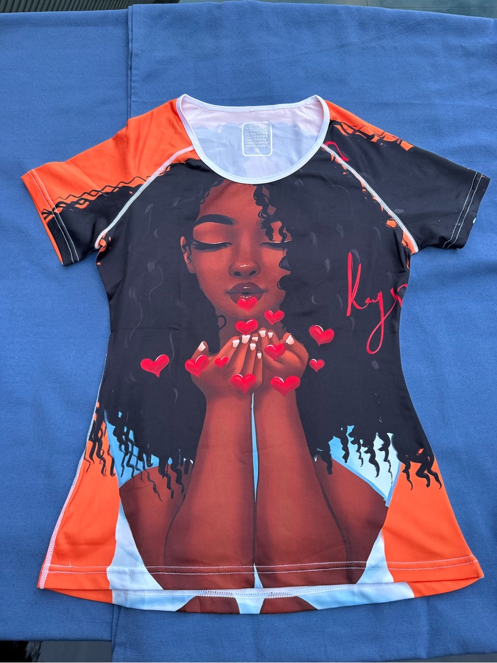 Orange & Black Graphic Women’s Swim Coverup Top
